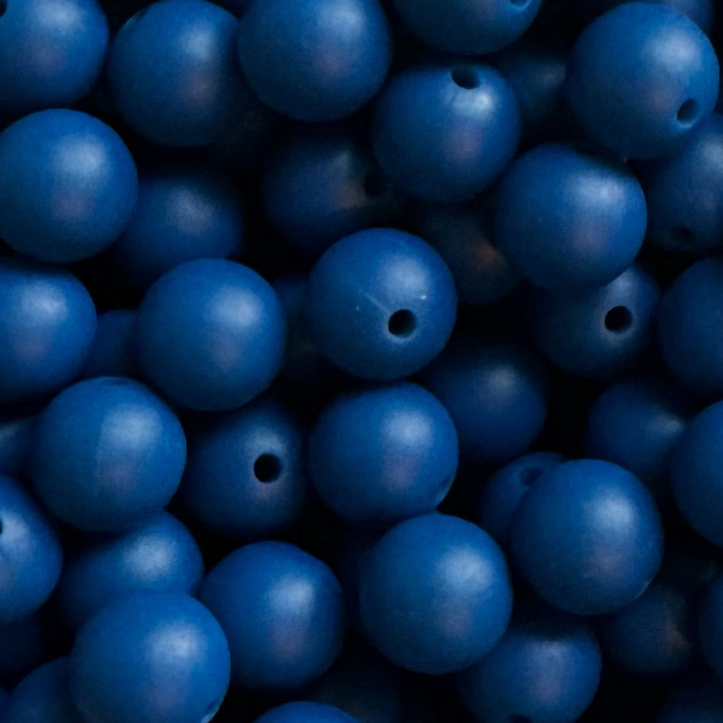 12mm Dark Blue Silicone Bead