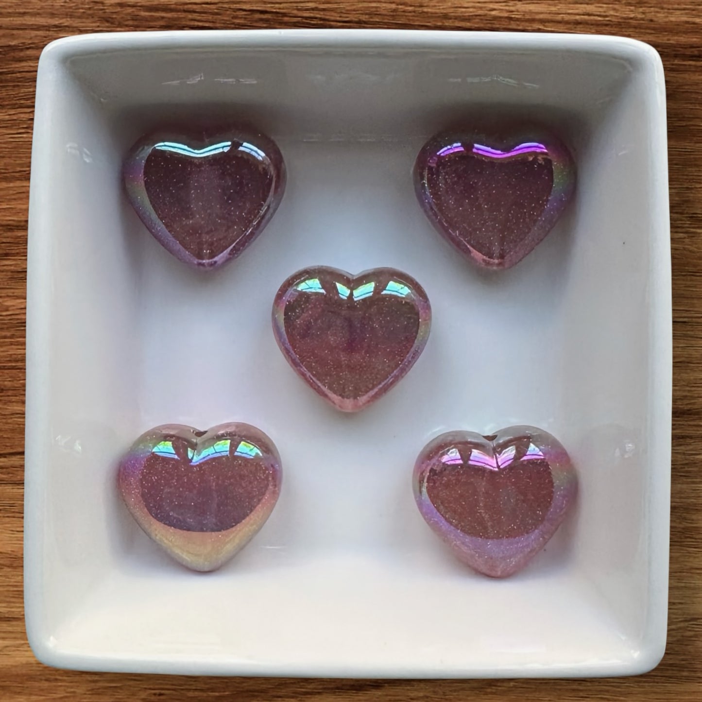 Extreme Gloss & Glitter Pink Acrylic Heart Bead