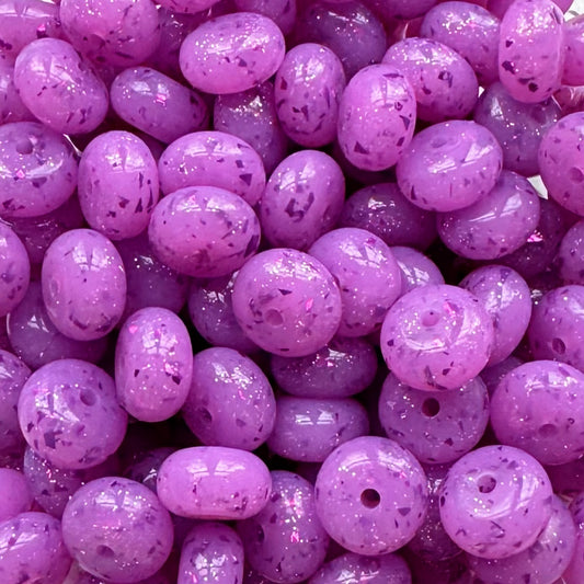 14mm Purple Chunky Glitter Jelly Abacus Bead