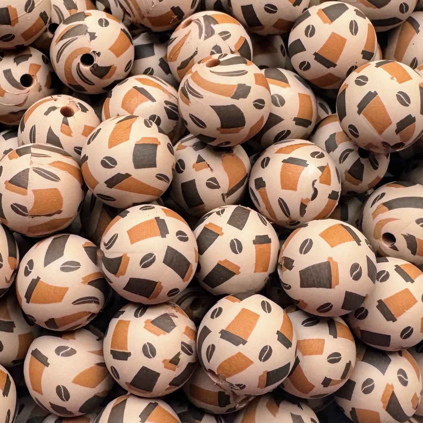 15mm Coffee Time Silicone Bead