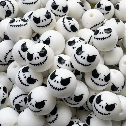 15mm Skeleton Face Silicone Bead