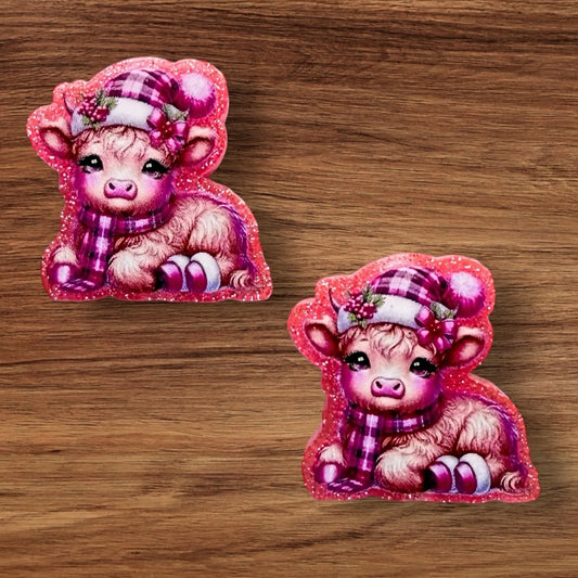 Acrylic Cow In Hat & Scarf Focal