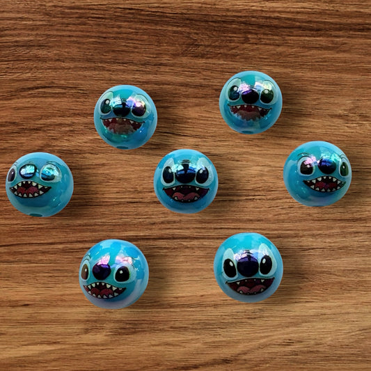 16mm Blue Alien Acrylic Bead
