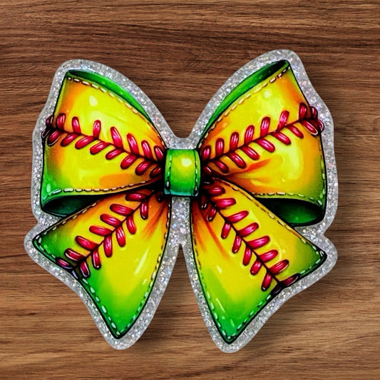 Softball Bow Acrylic Flatback
