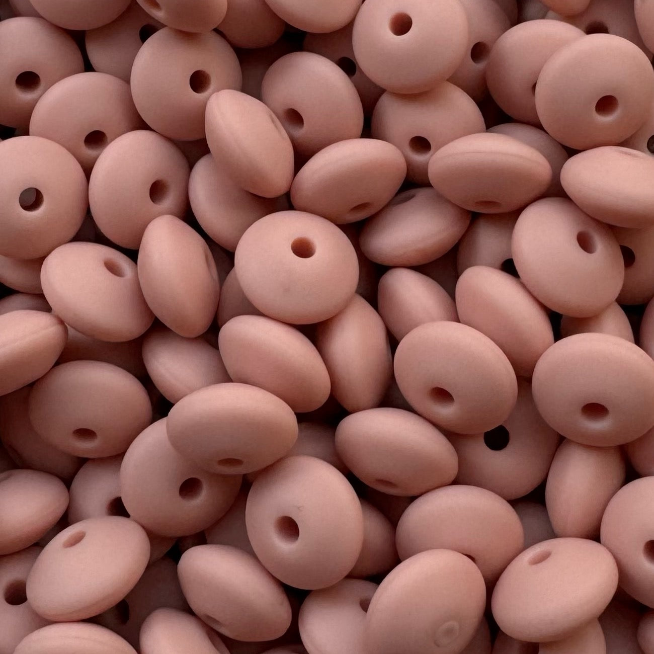 12mm Dusty Pink Silicone Lentil Bead