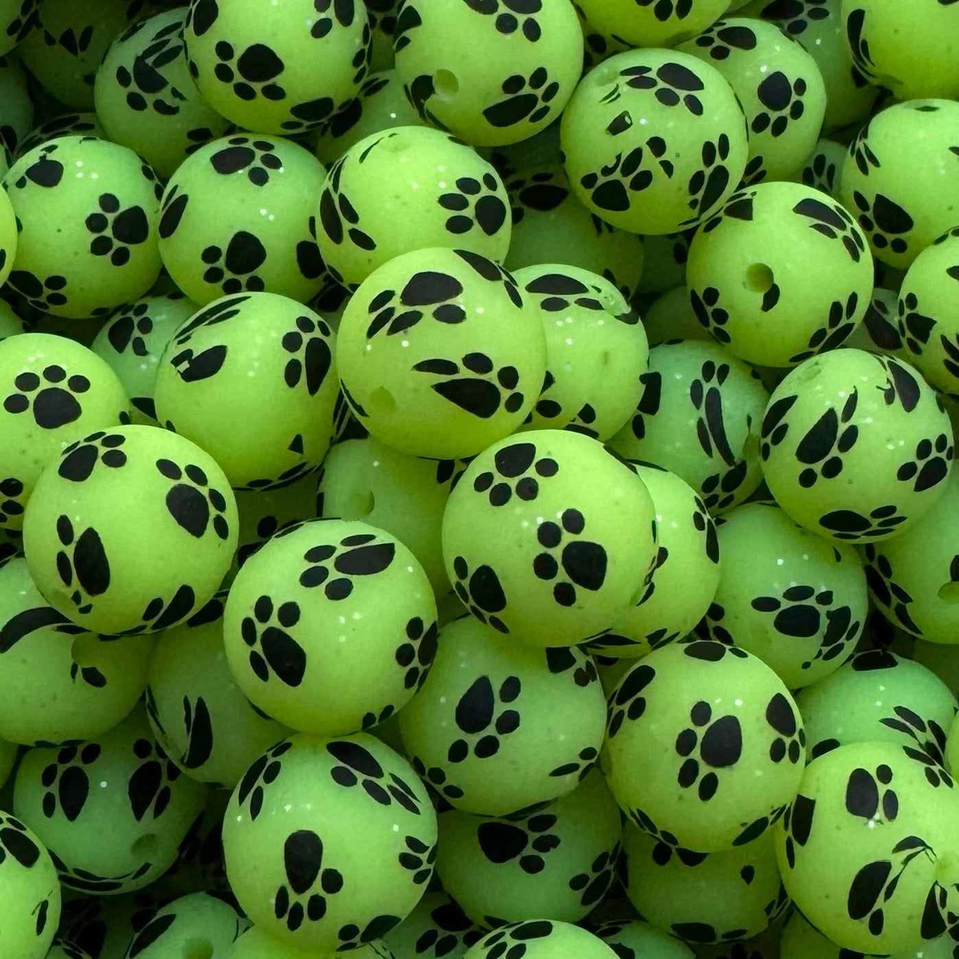 15mm Luminous Paw Print Silicone Bead