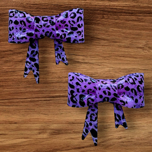 Shiny Purple Leopard Bow Focal/Straw Topper
