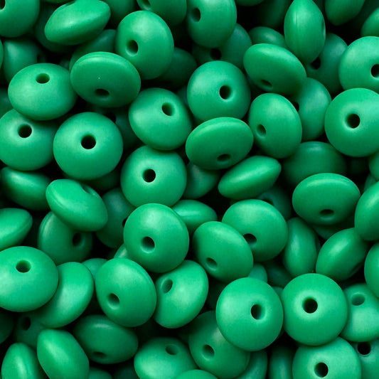 12mm Christmas Green Silicone Lentil Bead
