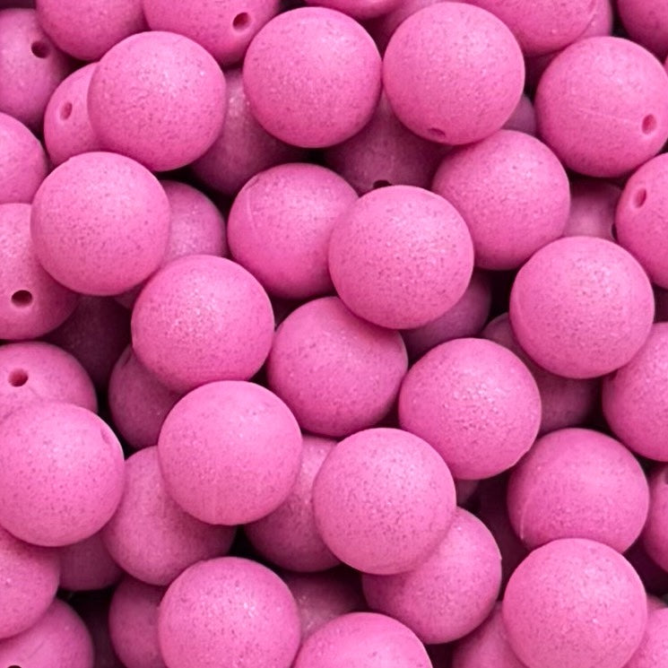 15mm Pink Glitter Silicone Bead