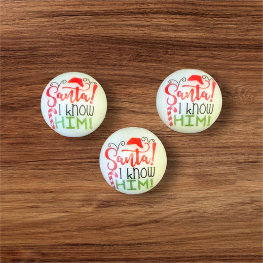 20mm Santa I Know Him! Acrylic Bead