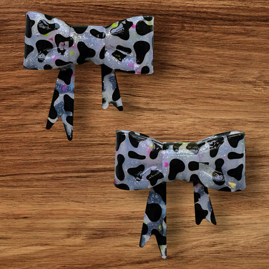Shiny Confetti Cow Print Bow Focal/Straw Topper