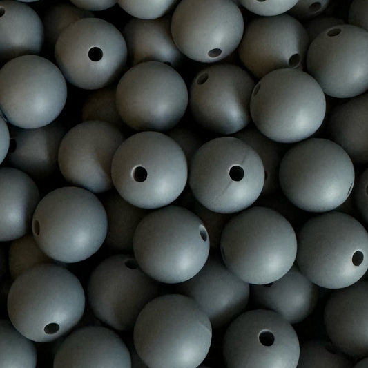 15mm Dark Grey Silicone Bead