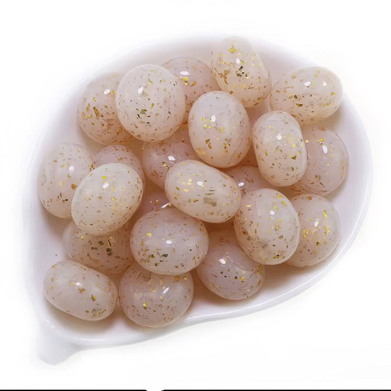 14mm Gold Speck Jelly Abacus Bead