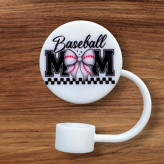 Baseball Mom Silicone Straw Topper (Custom)