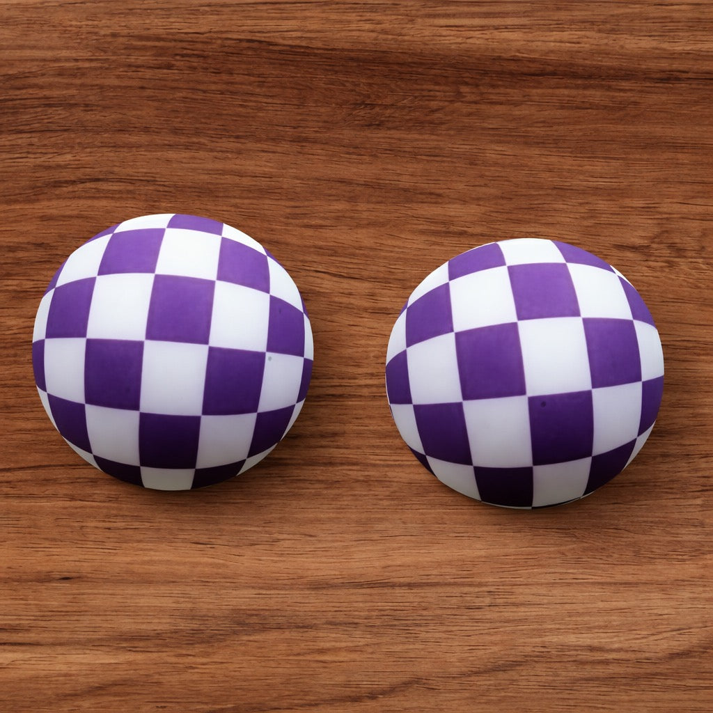 15mm Purple Checkered Silicone Bead