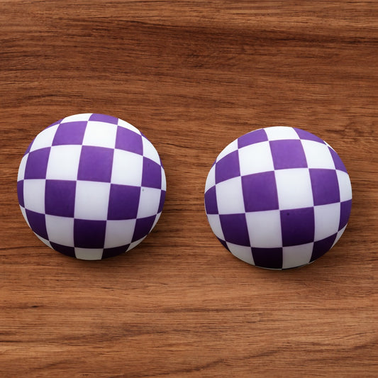 15mm Purple Checkered Silicone Bead