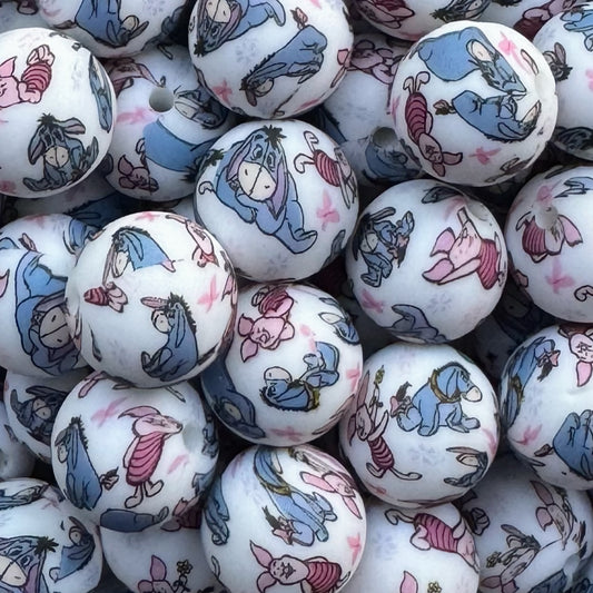 15mm Pig & Donkey Silicone Bead