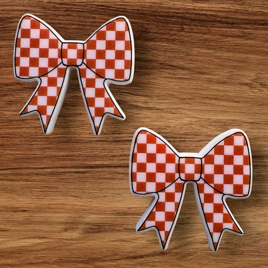 Orange & White Checkered Bow Focal (Custom)