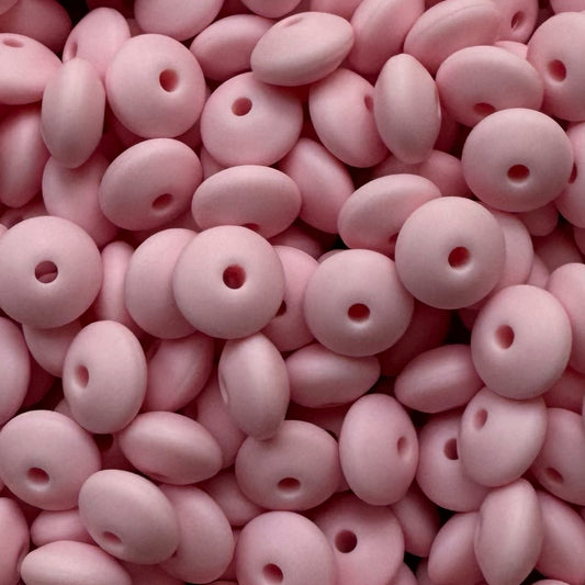 12mm Pale Pink Silicone Lentil Bead