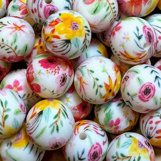15mm Daffodil Silicone Bead
