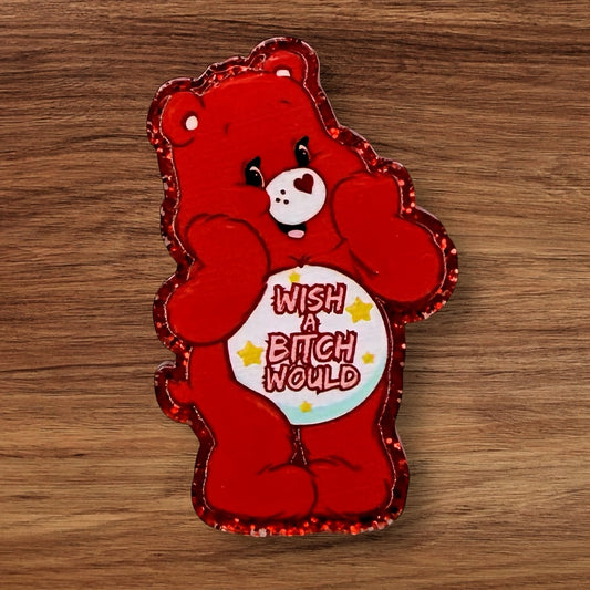 Red Swear Bear Acrylic Flatback