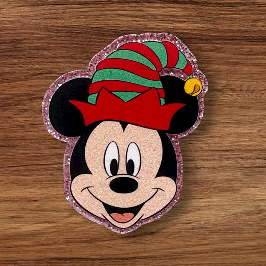 Mouse In Elf Hat Acrylic Flatback