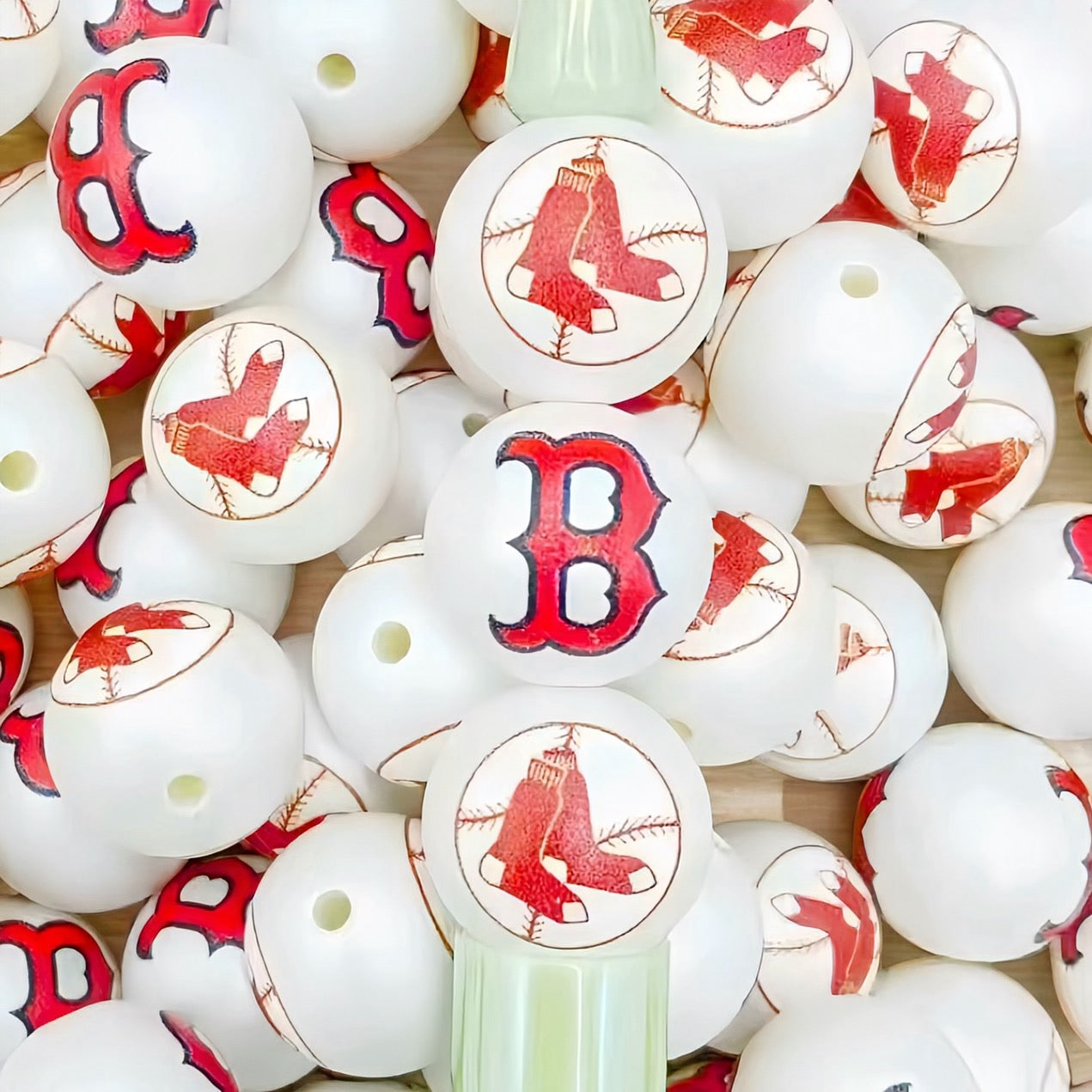 16mm Baseball Acrylic Bead