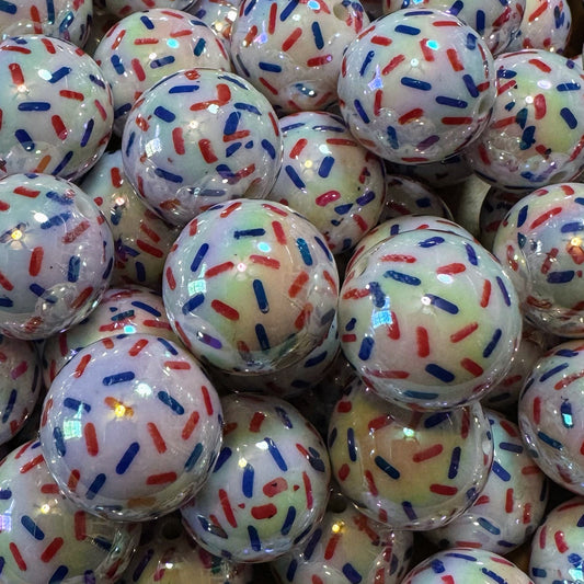 20mm Red/Blue Sprinkle Iridescent Acrylic Bead