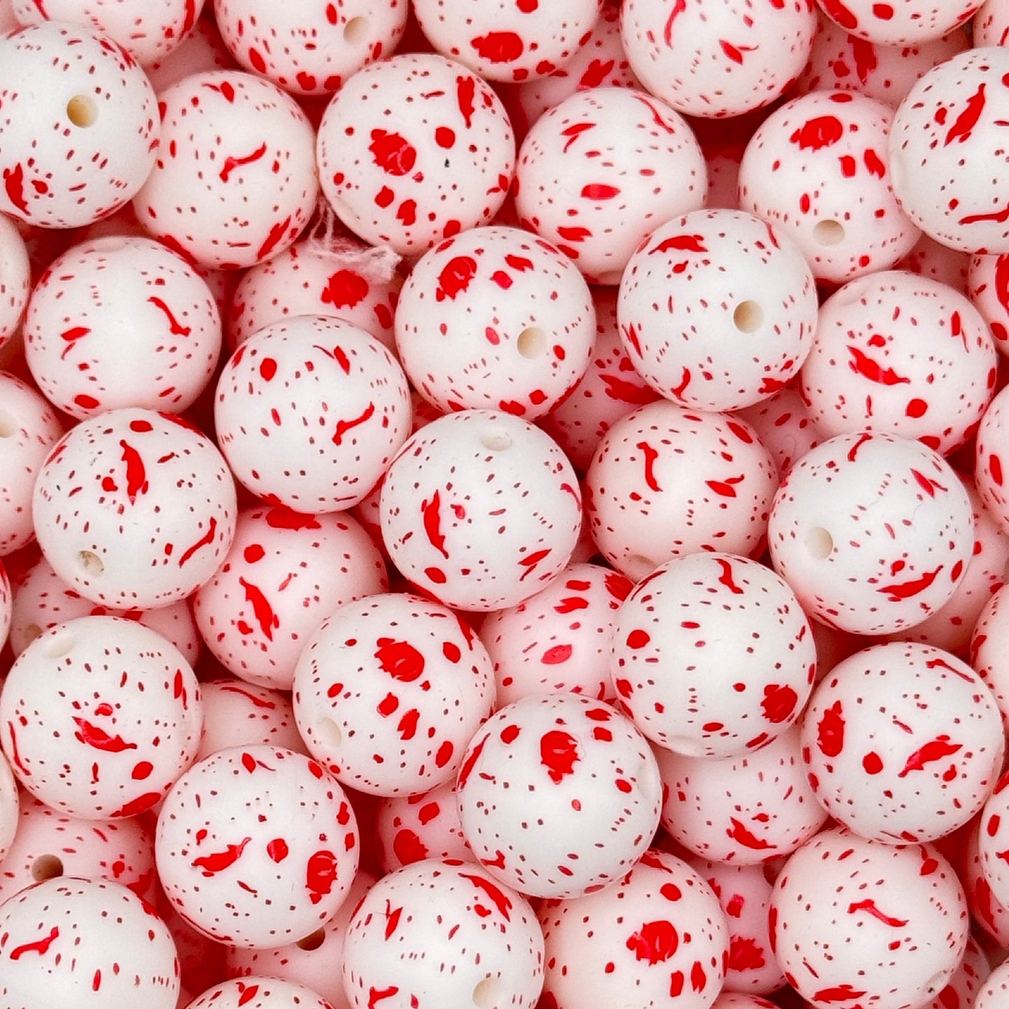 15mm Red Splatter Silicone Bead