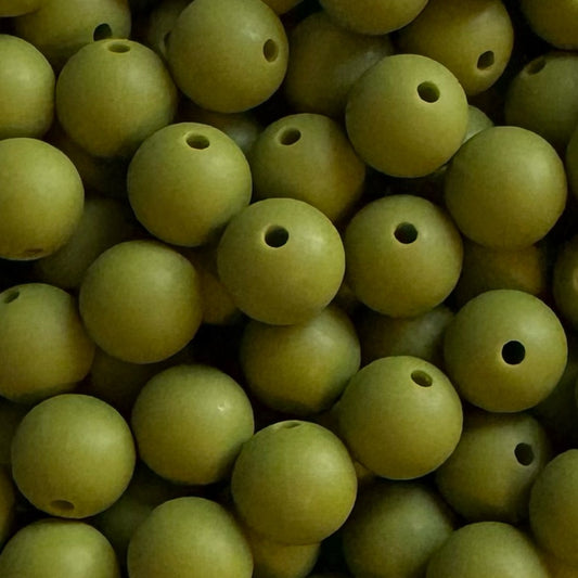 15mm Army Green Silicone Bead