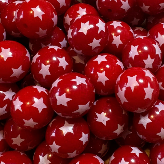 20mm Red & White Stars