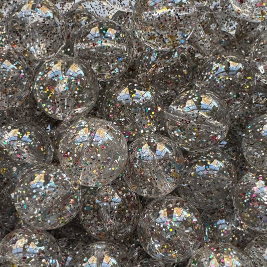 16mm Silver Glitter Acrylic Bead