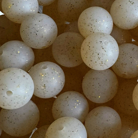 15mm Gold Glitter Silicone Bead