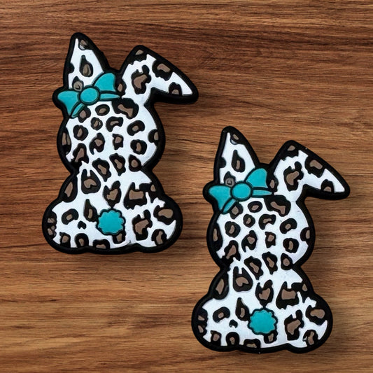 Leopard Bunny With Blue Bow Focal