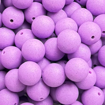 15mm Purple Glitter Silicone Bead