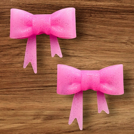 Pink Glitter Bow Focal/Straw Topper