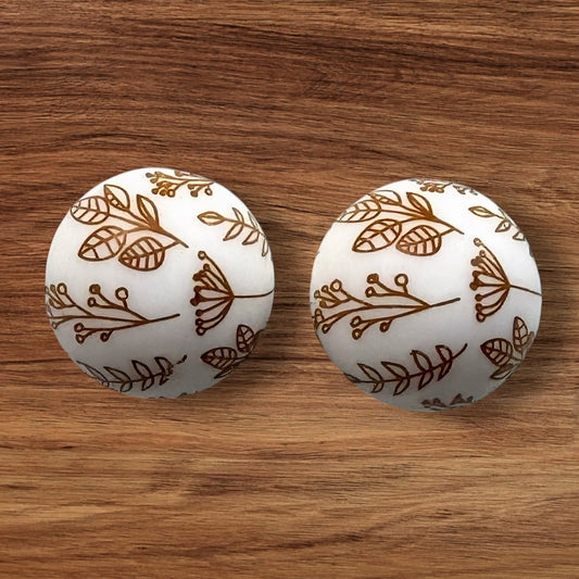 15mm Brown Floral Silicone Bead
