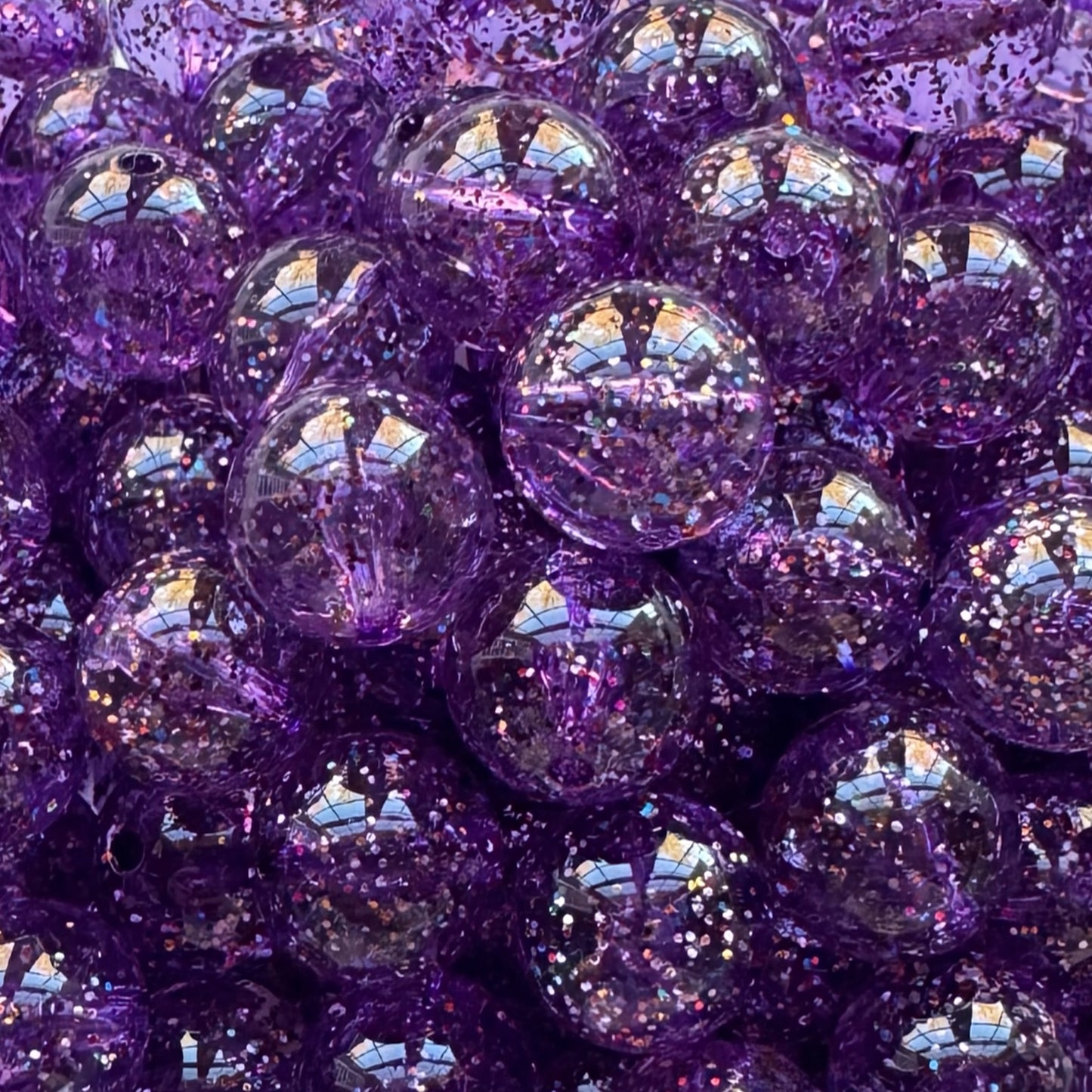 16mm Purple Glitter Acrylic Bead