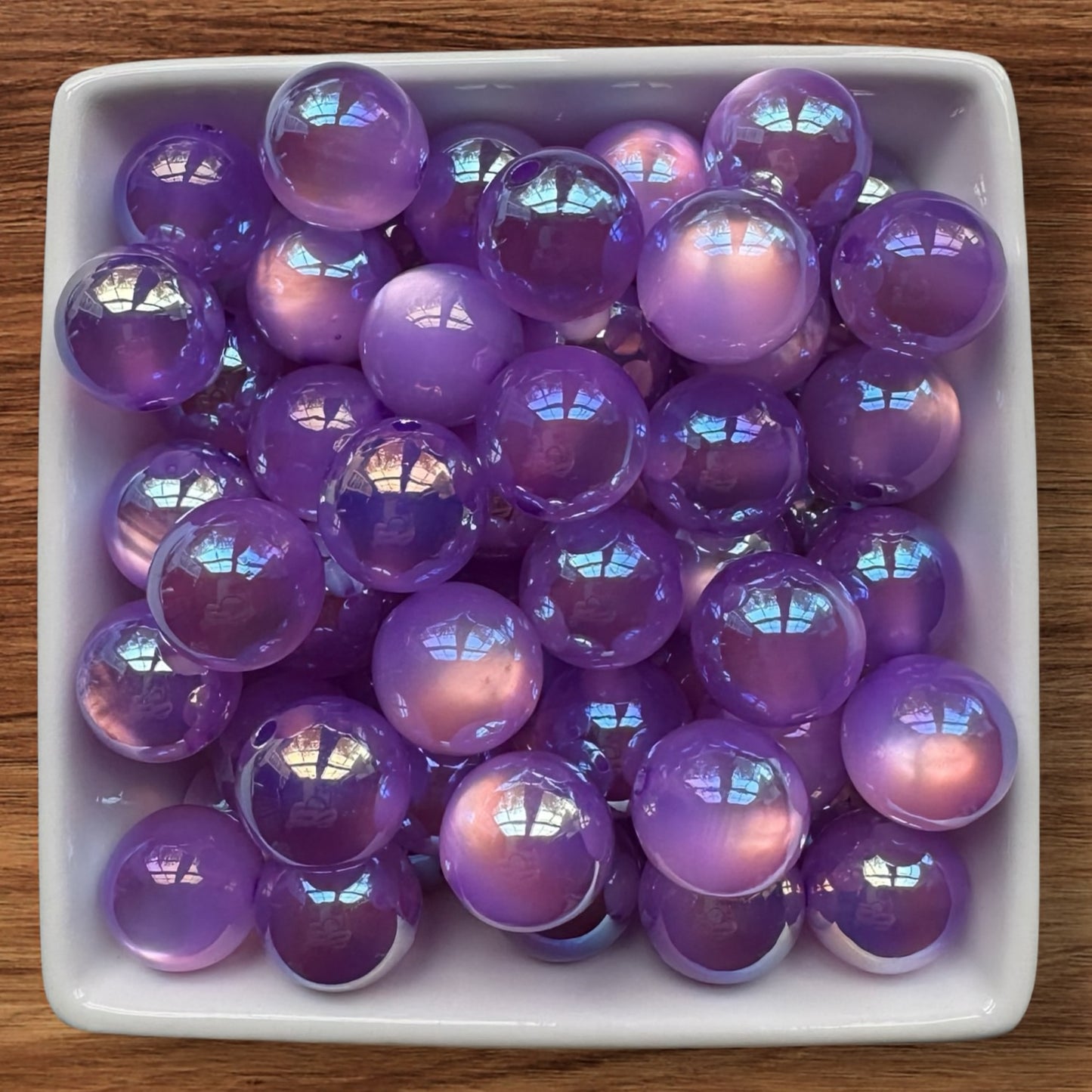 16mm Deep Purple Cats Eye Glitter Acrylic Bead