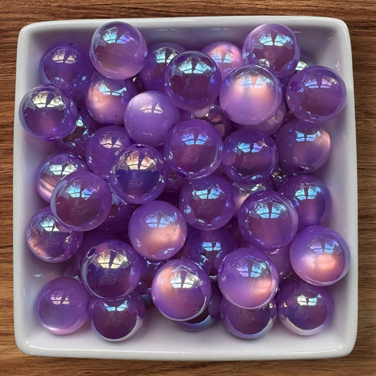 16mm Deep Purple Cats Eye Glitter Acrylic Bead