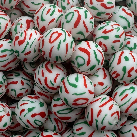 15mm Christmas Sprinkles Silicone Bead