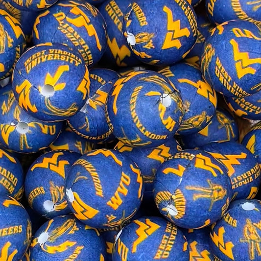 15mm West Virginia Football Silicone Bead (Exclusive)