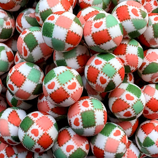 15mm Patchwork Silicone Bead