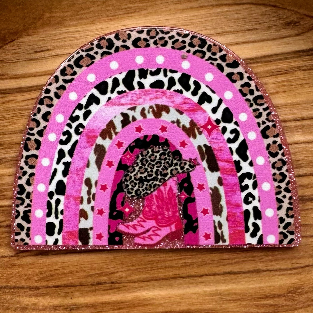 Leopard & Pink Rainbow Acrylic Flatback