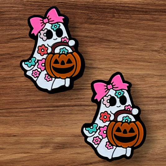 Floral Ghost With Pumpkin Focal