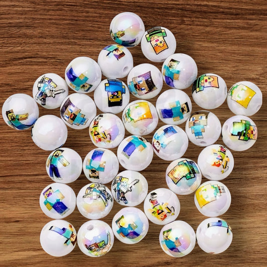 16mm Video Game Acrylic Bead