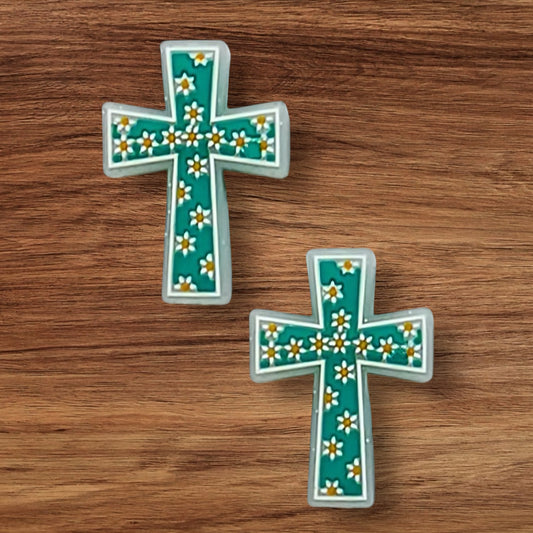 Floral Cross Focal (Turquoise)