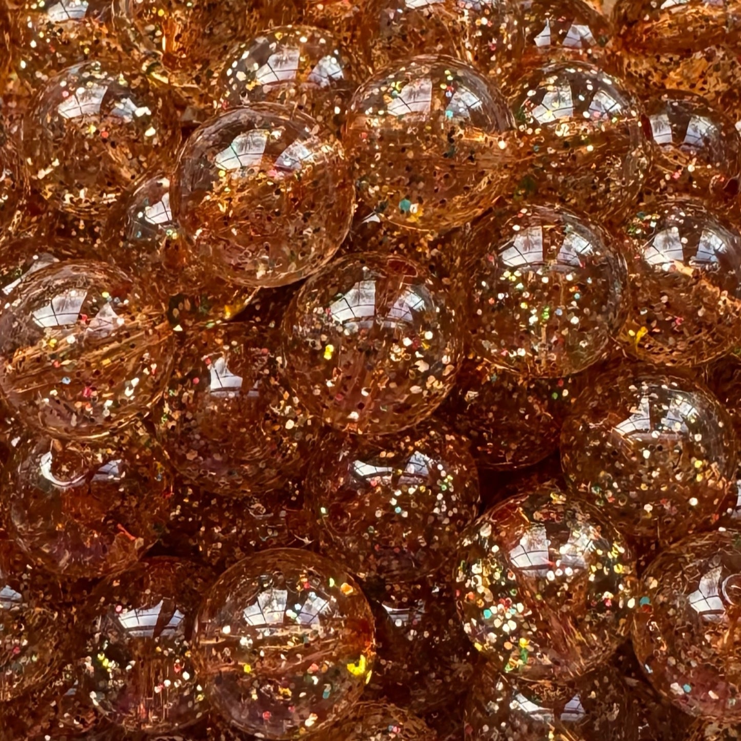 16mm Brown Glitter Acrylic Bead
