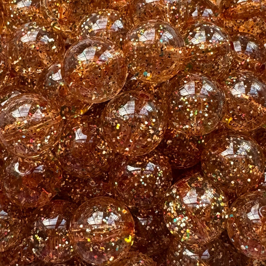 16mm Brown Glitter Acrylic Bead