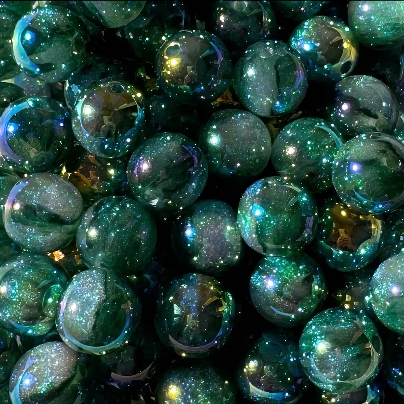 16mm Green UV Galaxy Acrylic Bead